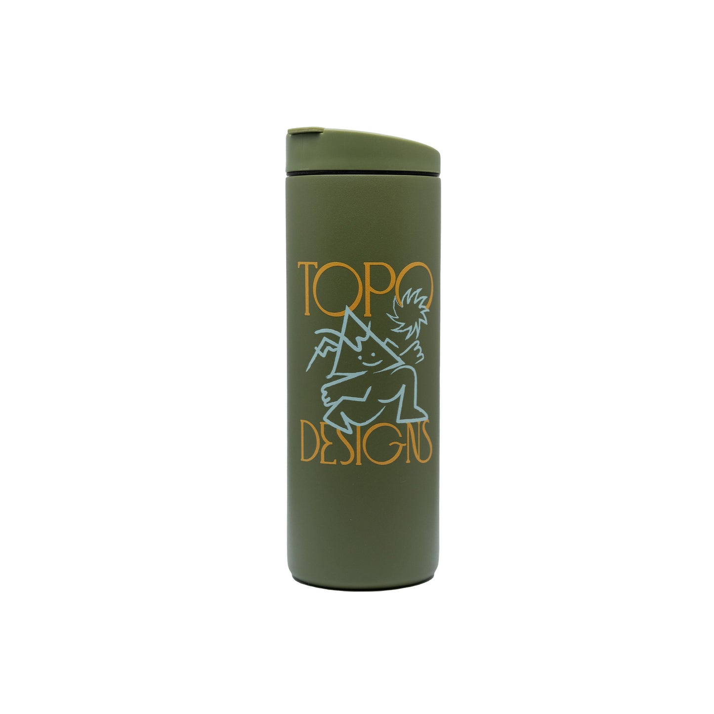 Topo Designs x MiiR Flip Lid "16 oz" Travel coffee Tumbler in "Evergreen Roamer" logo graphics