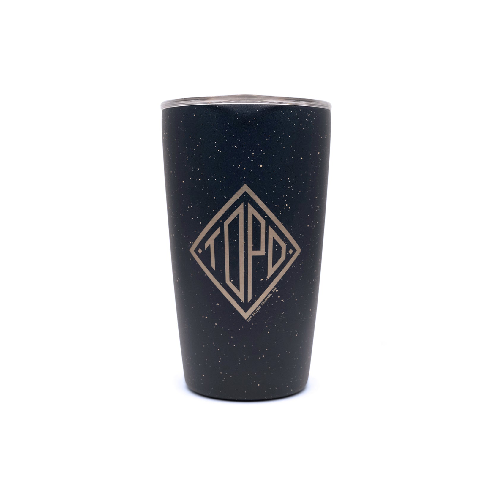 Topo Designs x MiiR 12 oz coffee Tumbler in "Tidal Blue Speckle".