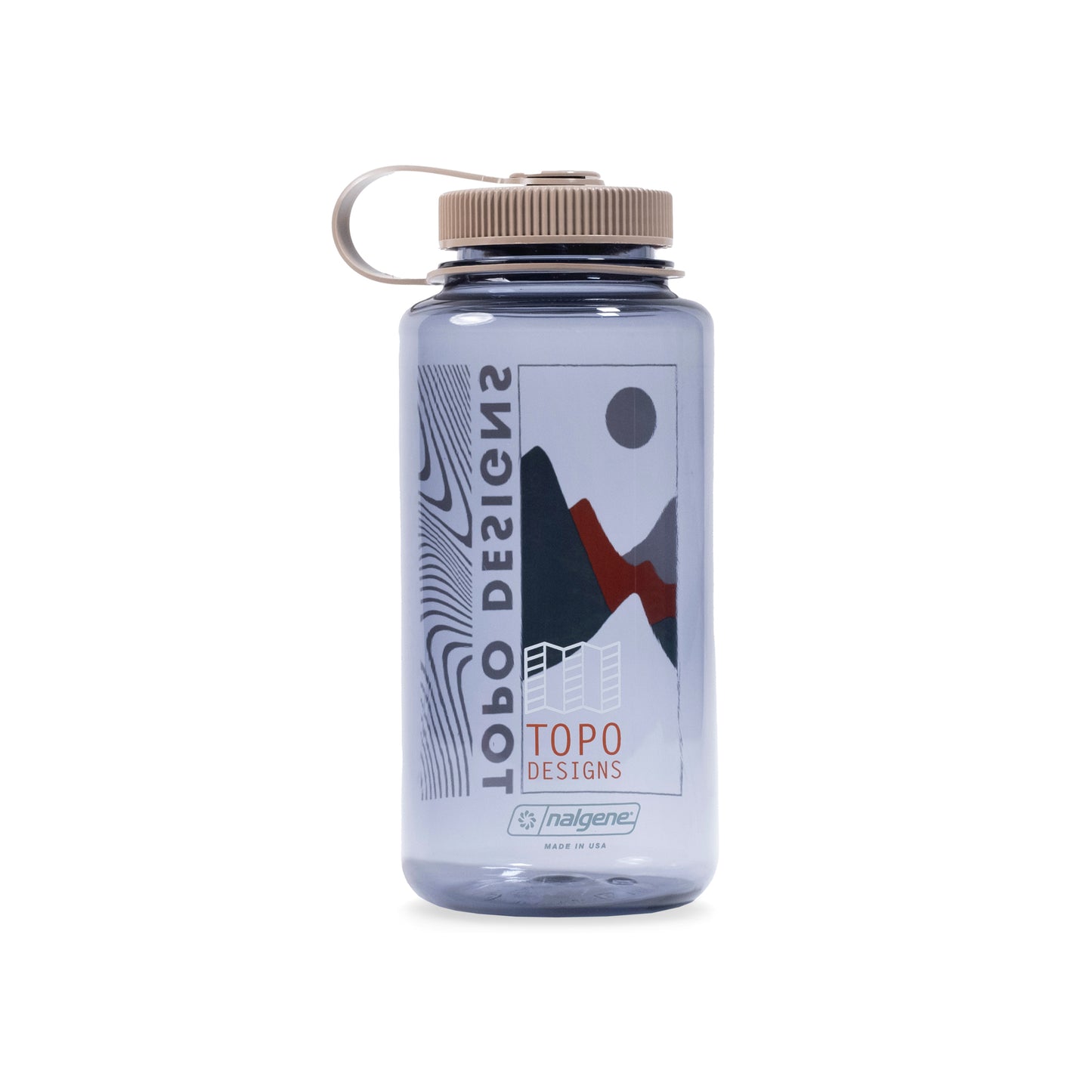 Topo Designs Nalgene 32 oz Wide Mouth Water Bottle in "Mountain Waves / Gray"