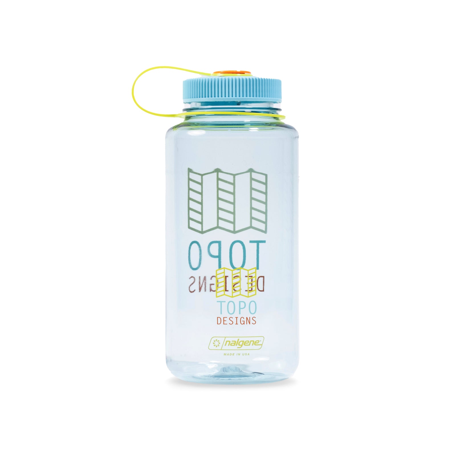 Topo Designs Nalgene 32 oz Wide Mouth Water Bottle in "Logo / Seafoam"