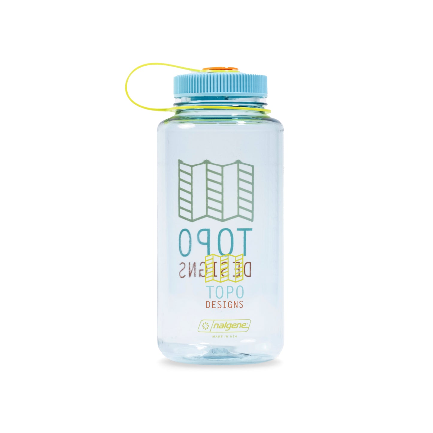 Topo Designs Nalgene 32 oz Wide Mouth Water Bottle in "Logo / Seafoam"