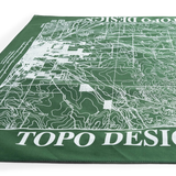 Topo Designs x Pine Printshop Bandana in "Denver Forest" flat lay detail