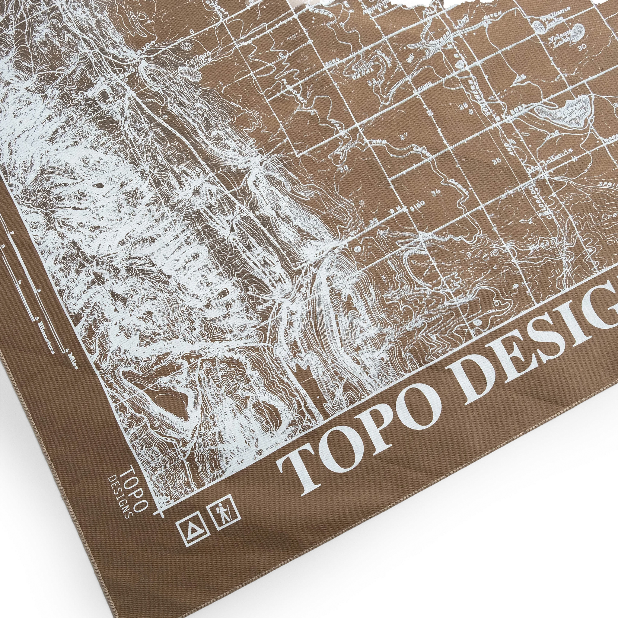 Topo Designs x Pine Printshop Bandana in "Fort Collins Sand" corner detail
