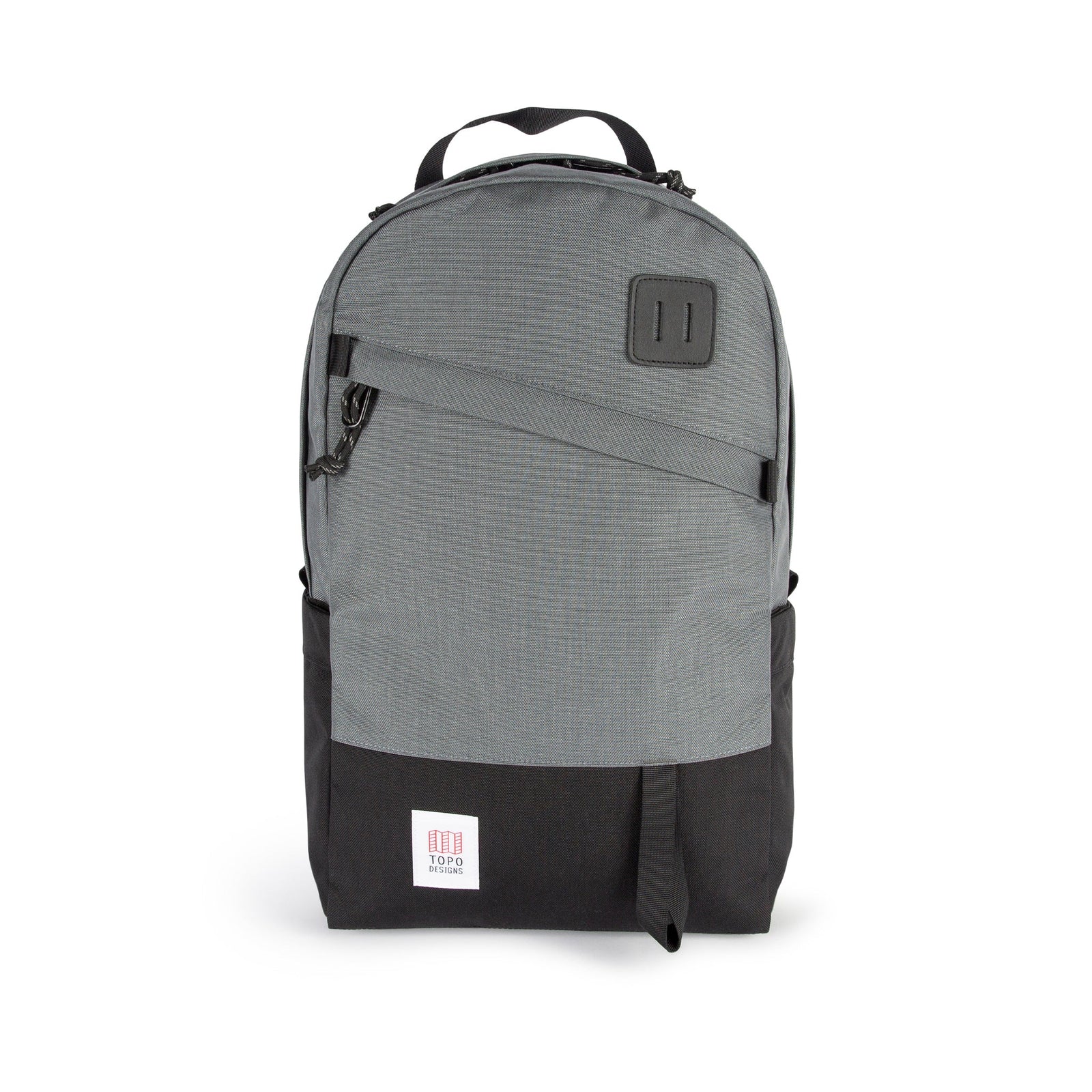 Topo Designs Daypack Classic 100% recycled nylon laptop backpack for work or school in "Charcoal / Black".