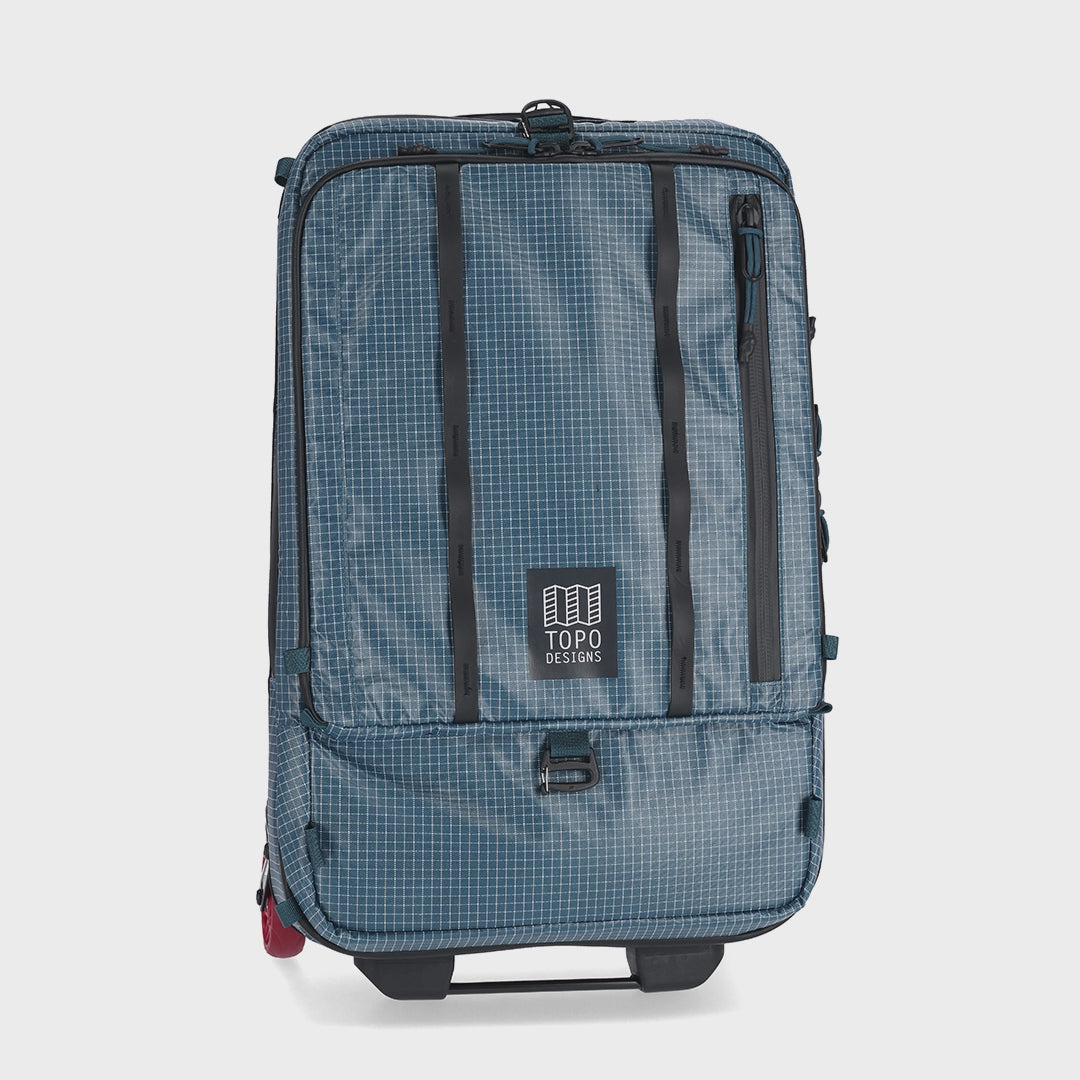 Video of Topo Designs Apex Travel Roller Bag in "Pond Blue Grid"