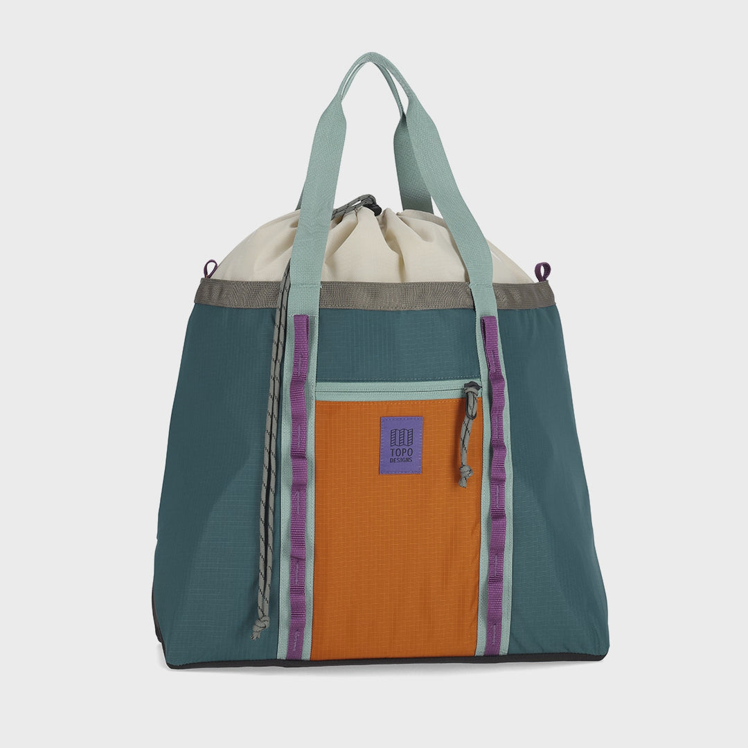 General video of Topo Designs Mountain Utility Tote in "Pond Blue / Spice"