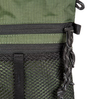 General shot of Topo Designs Mountain Accessory crossbody Shoulder Bag in olive green showing zipper pull tabs.