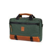 Topo Designs Made in the USA Commuter Briefcase Heritage Canvas in "Olive Canvas / Brown Leather".