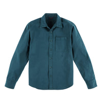 Topo Designs Men's Dirt Shirt long sleeve organic cotton button-up in "Pond Blue".