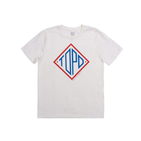 Topo Designs Men's Diamond Tee 100% organic cotton short sleeve graphic logo t-shirt in "natural" white.