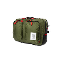 Topo Designs Global Briefcase convertible laptop travel backpack in "Olive" green nylon.