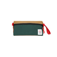 Topo Designs Dopp Kit toiletry travel bag in 100% recycled nylon "Forest / Khaki - Recycled" green brown.