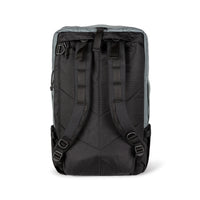 General shot of backpack straps on Topo Designs Global Travel Bag 40L Durable Convertible Laptop carryon in Charcoal gray.