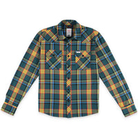 Topo Designs men's mountain organic cotton flannel shirt in "green multi" plaid
