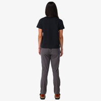 General back shot of Topo Designs Women's organic cotton Cosmos t-shirt in black on model.