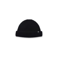 Topo Designs Global Beanie merino wool blend watchman cap in "black".
