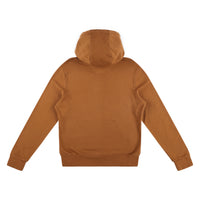 Back of Topo Designs Men's Dirt Hoodie 100% organic cotton French terry sweatshirt in "earth" brown.
