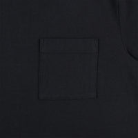 General detail shot of chest pocket on Topo Designs Men's Dirt Pocket Tee 100% organic cotton short sleeve t-shirt in "black"