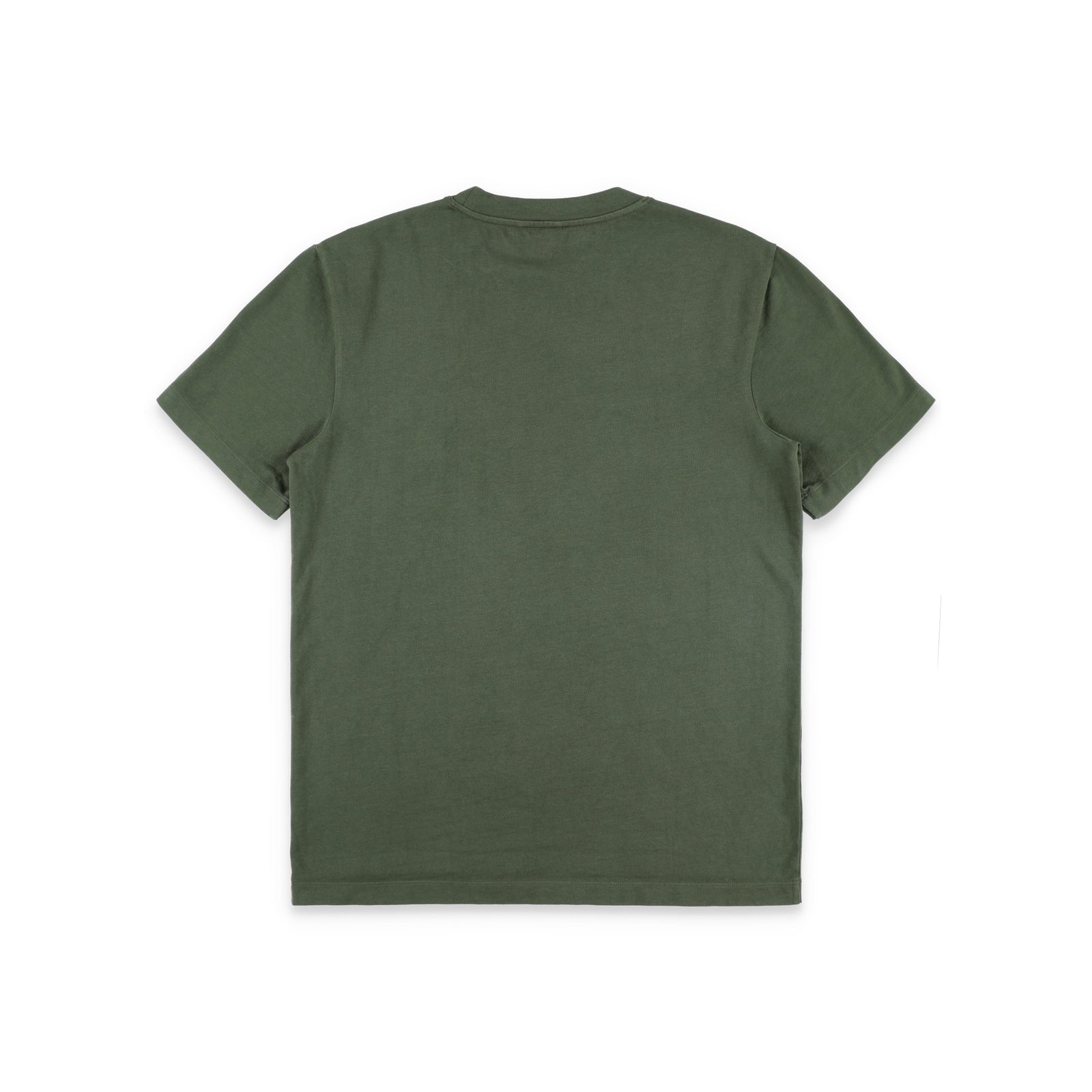Back of Topo Designs Men's Dirt Pocket Tee 100% organic cotton short sleeve t-shirt in "olive" green