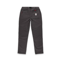Back of Topo Designs Men's Mountain Pants in organic cotton "charcoal" gray