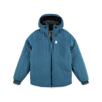 Topo Designs Mountain Puffer Primaloft insulated Hoodie jacket in "Pond Blue"