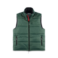 Topo Designs Men's Mountain Puffer recycled insulated Vest in "Forest" green.