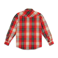 Back of Topo Designs Men's Mountain Shirt Heavyweight "Red / Yellow Plaid" button-up.