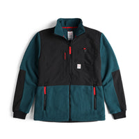 Topo Designs Men's Subalpine Fleece jacket in "Pond Blue / Black".