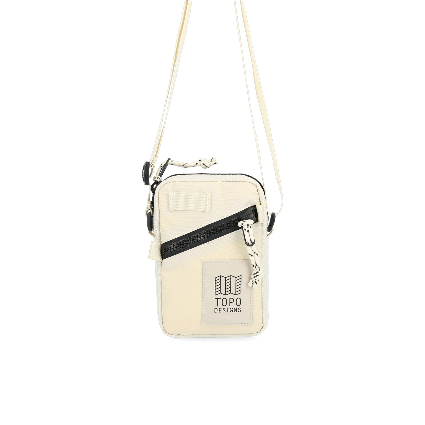 Topo Designs Mini Shoulder Bag crossbody travel purse in "Bone White" recycled nylon.