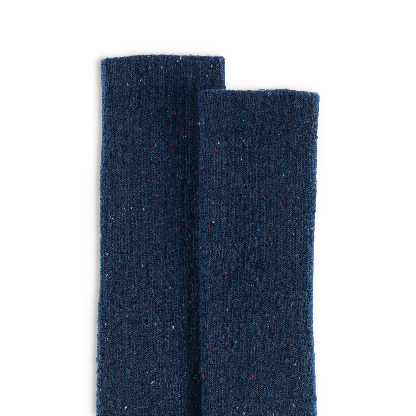 General detail shot of marled yarn on Topo Designs Mountain heavyweight wool blend hiking Socks in "Pond Blue"