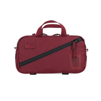Topo Designs Quick Pack hip fanny pack in "Burgundy" red recycled nylon.