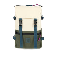 Topo Designs Rover Pack Classic laptop backpack in recycled "Bone White / Olive" green