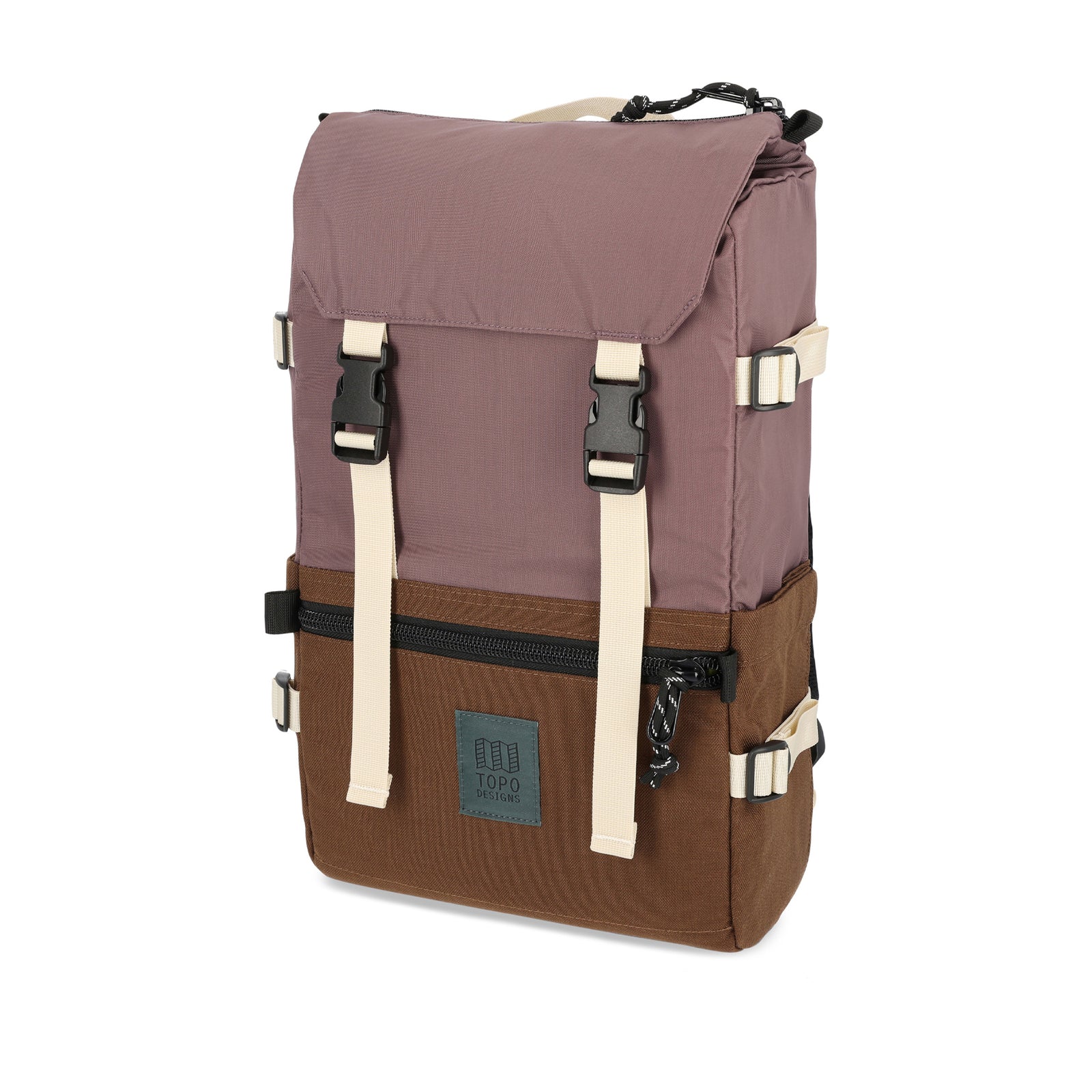 Topo Designs Rover Pack Classic laptop backpack in recycled "Peppercorn / Cocoa" purple brown.