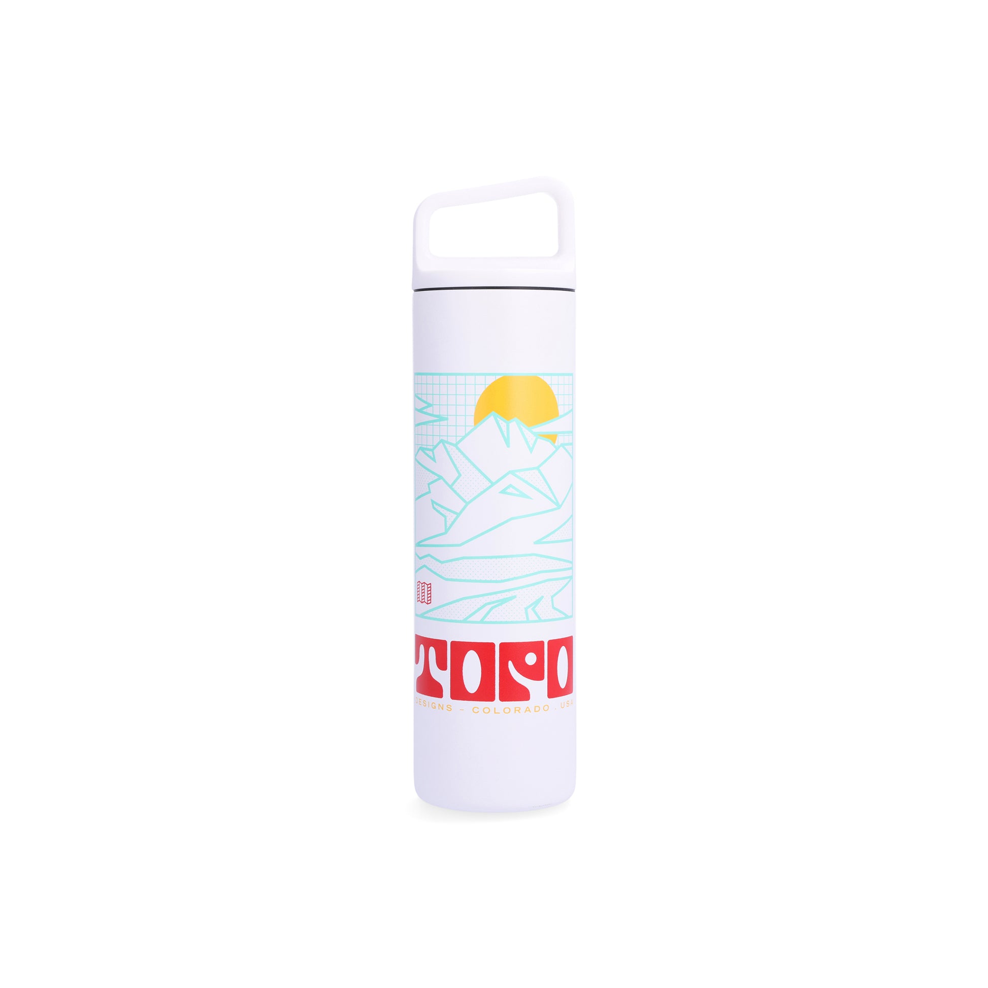 Topo Designs x Miir 20 oz Water Bottle with custom "White Arcade Mountain" graphics.