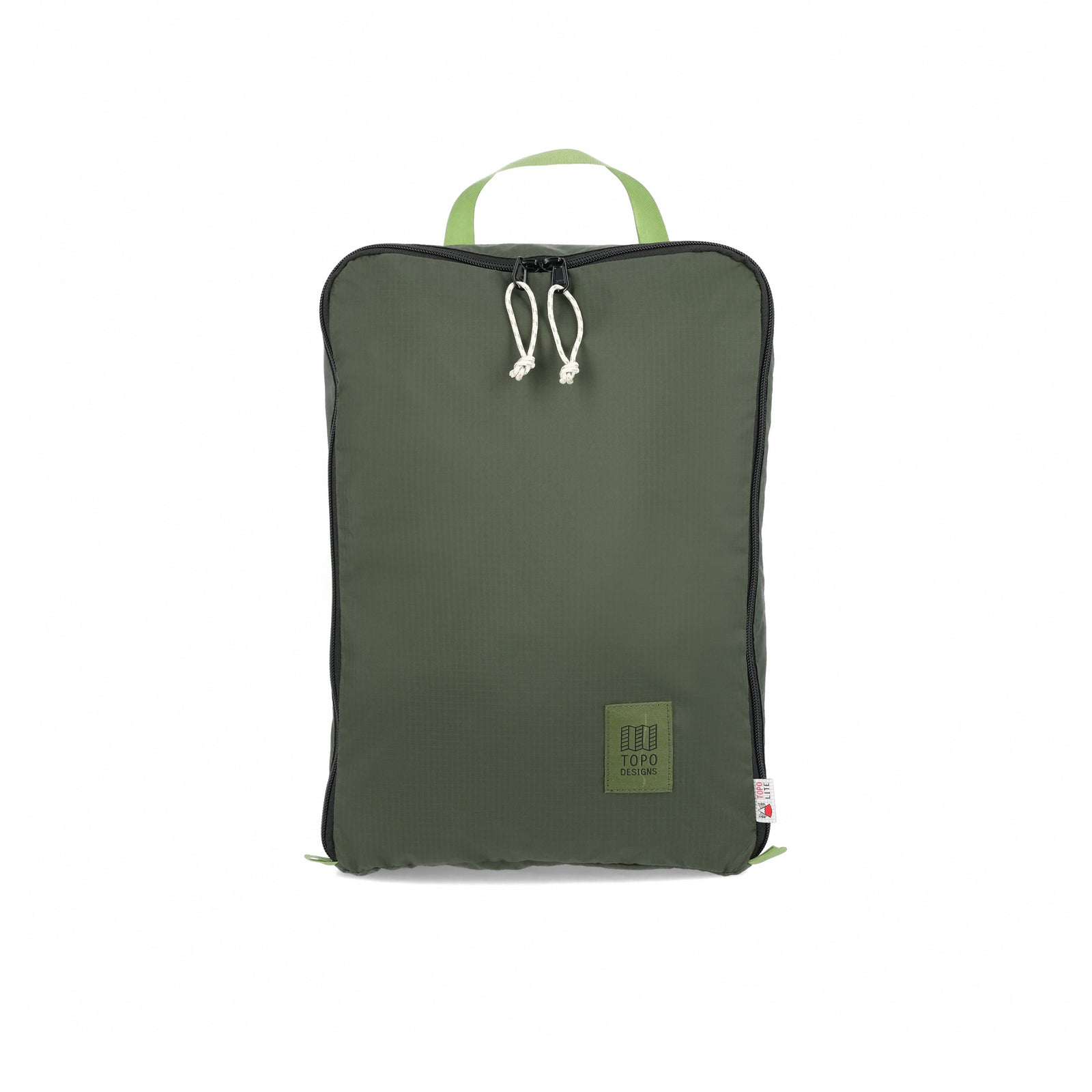 Topo Designs TopoLite 10L Pack Bag ultralight packing cube for travel in "olive" green.
