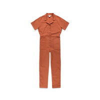 Topo Designs Women's Dirt Coverall 100% organic cotton short sleeve jumpsuit in "brick" orange