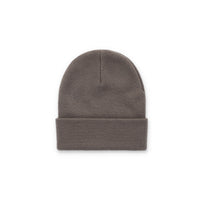 Back of Topo Designs Work Cap cuffed beanie in "Charcoal" gray