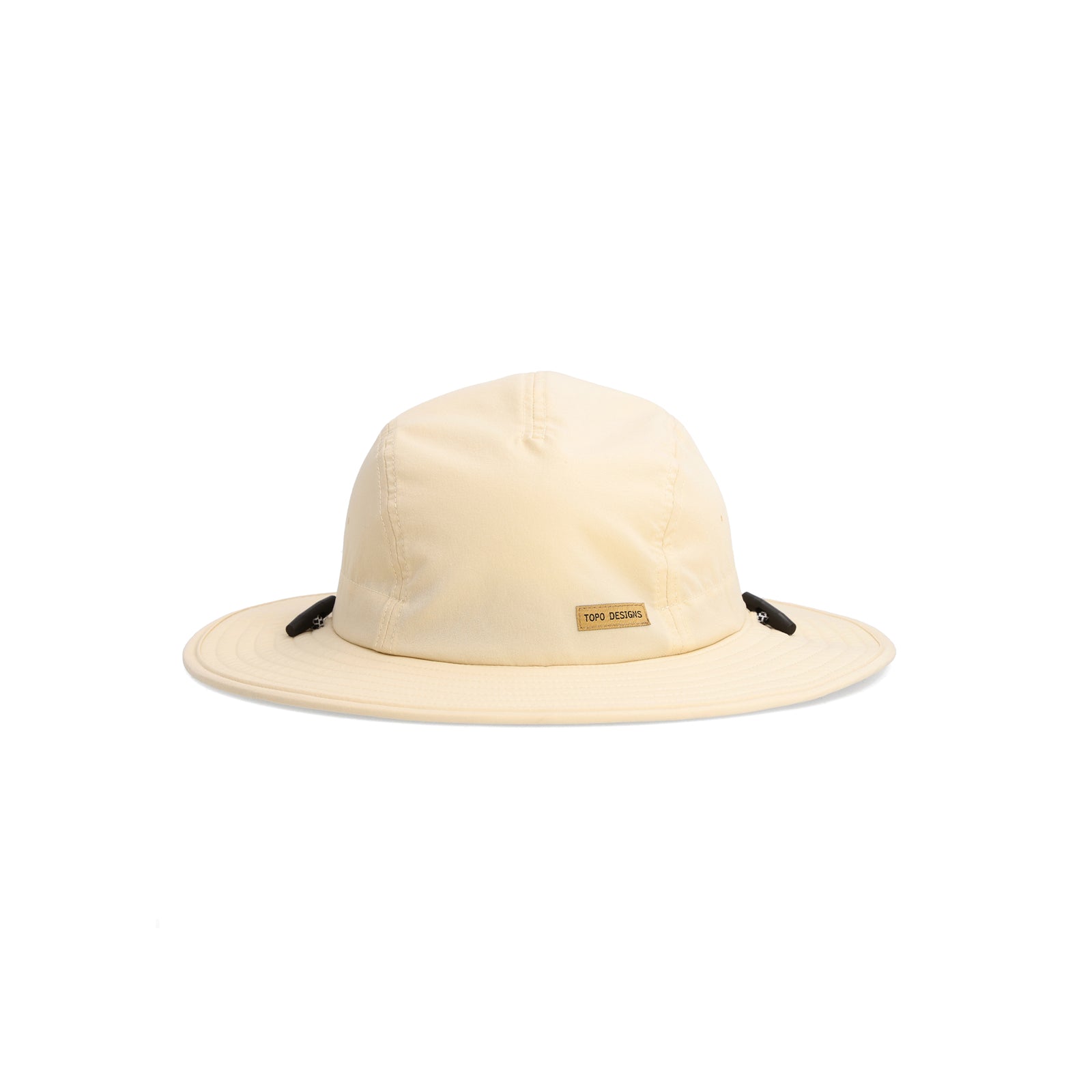 Front Shot of Topo Designs Sun Hat with original logo patch in "Sand".