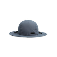 Front Shot of Topo Designs Sun Hat with original logo patch in "Stone Blue".