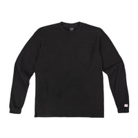 Front product shot of Topo Designs Men's Long Sleeve Pocket Tee in "Black".