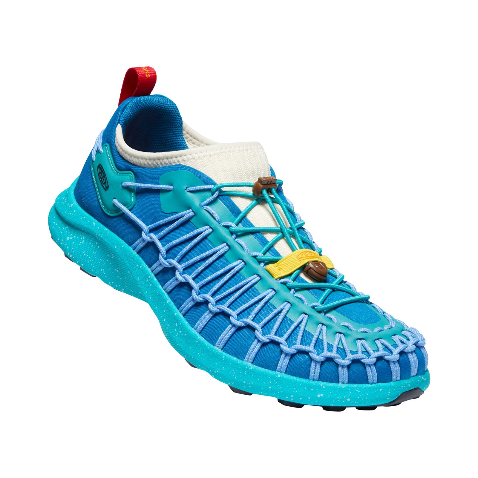 Topo Designs x Keen Men's UNEEK SNK Sneaker in Royal and Turquoise blue.