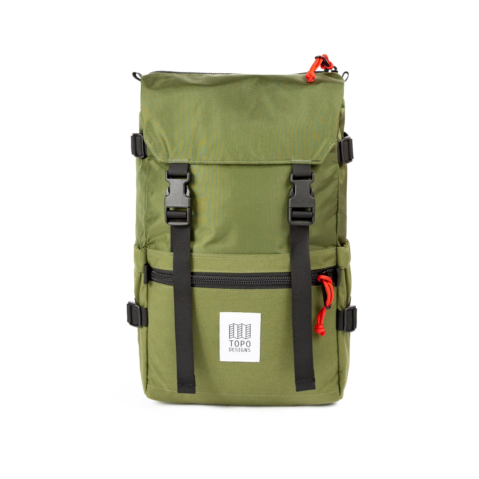 Front Product Shot of the Topo Designs Rover Pack Classic in "Olive" green.