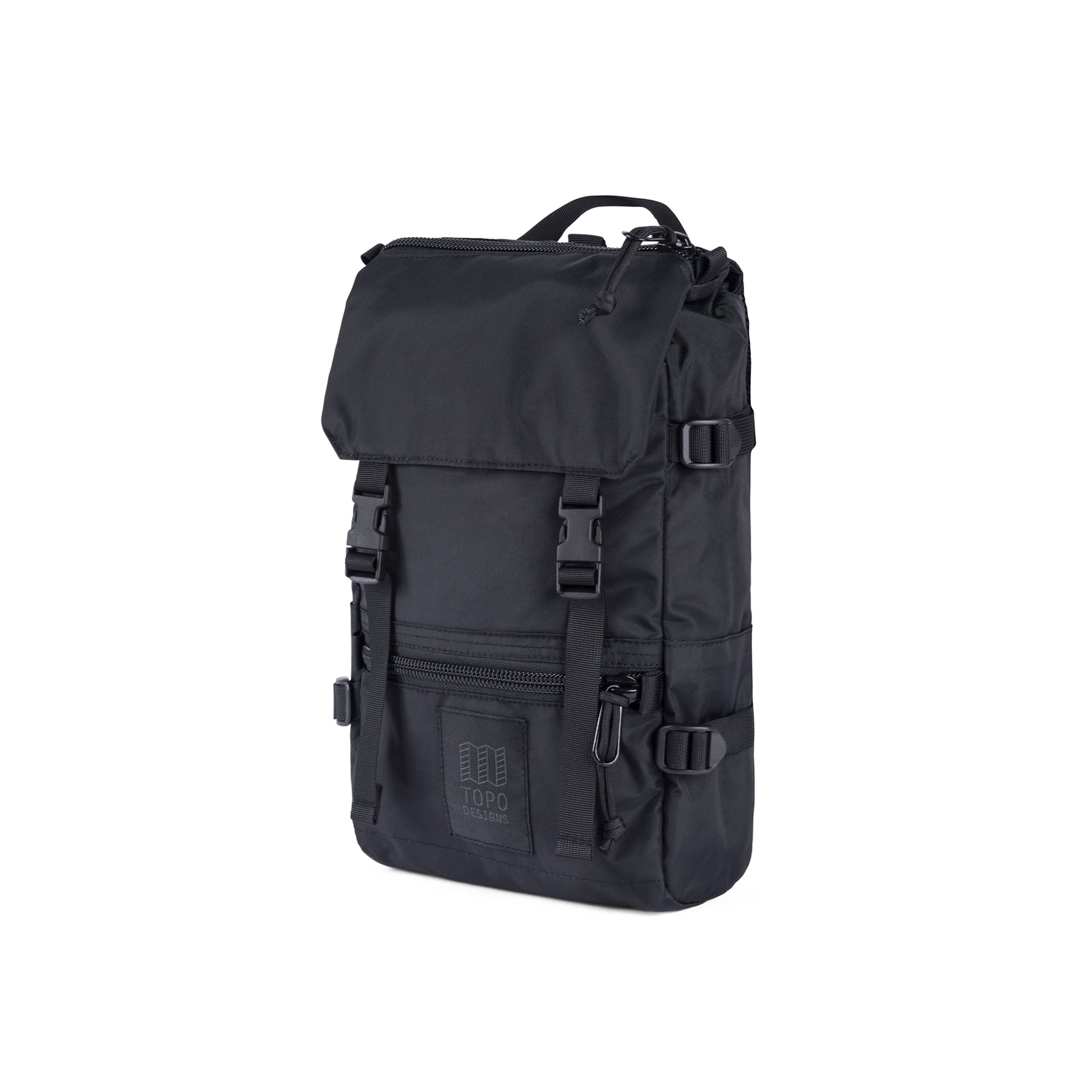 3/4 Front Product Shot of the Topo Designs Rover Pack Mini in "Black".