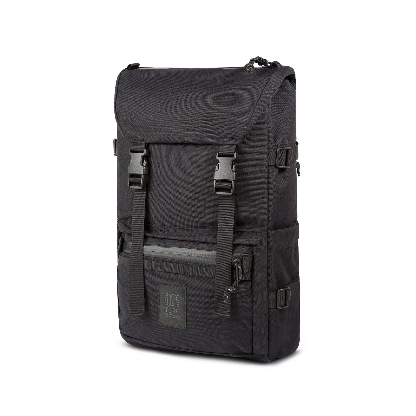 3/4 Front Product Shot of the Topo Designs Rover Pack Tech in "Black".