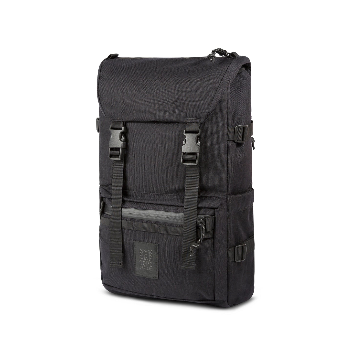 3/4 Front Product Shot of the Topo Designs Rover Pack Tech in "Black".