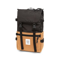 Topo Designs Rover Pack Classic laptop backpack in 100% recycled "Khaki / Black" nylon.