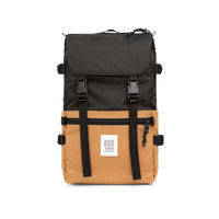 Topo Designs Rover Pack Classic laptop backpack in 100% recycled "Khaki / Black" nylon.