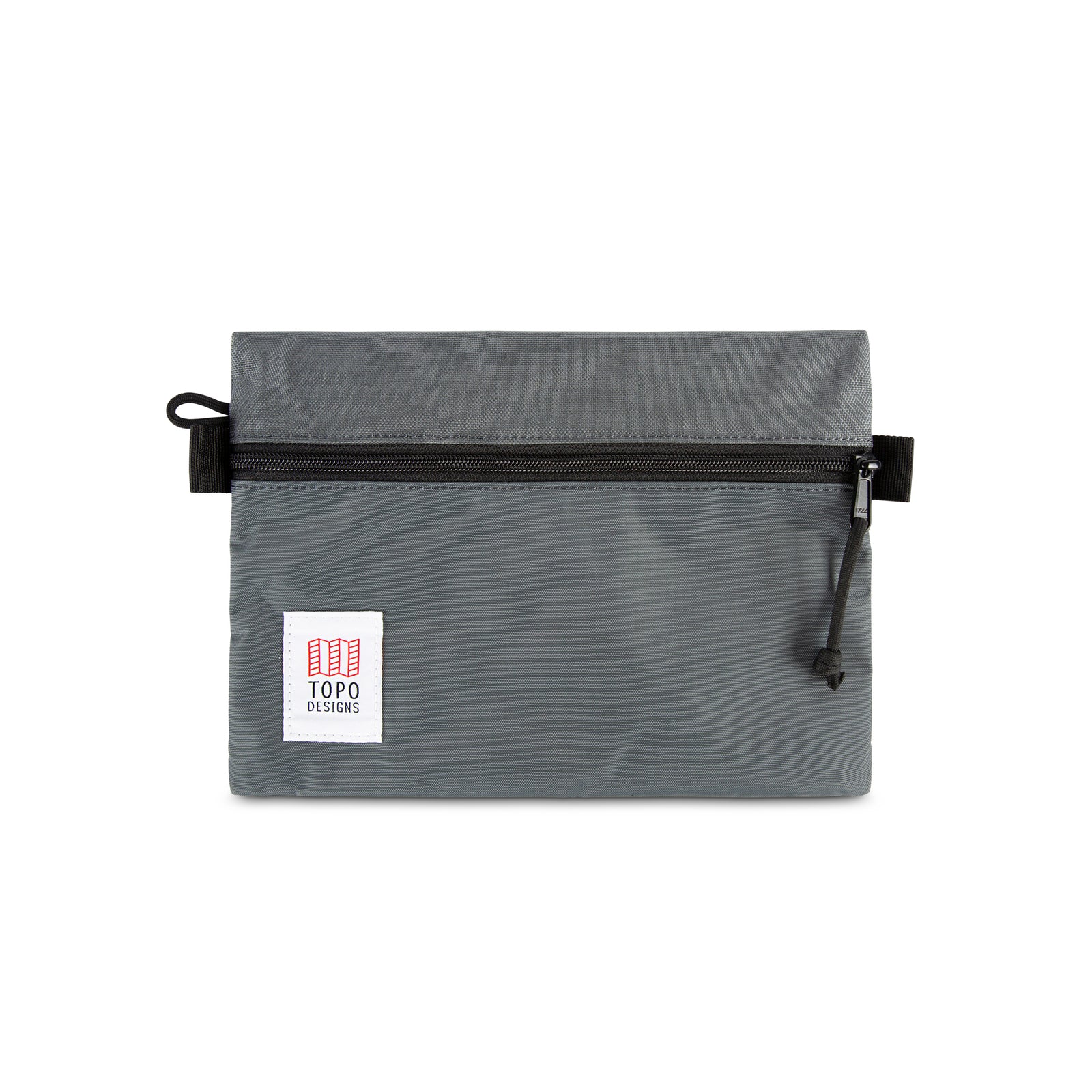 Topo Designs Accessory Bags in "Medium" "Charcoal - Recycled" gray.