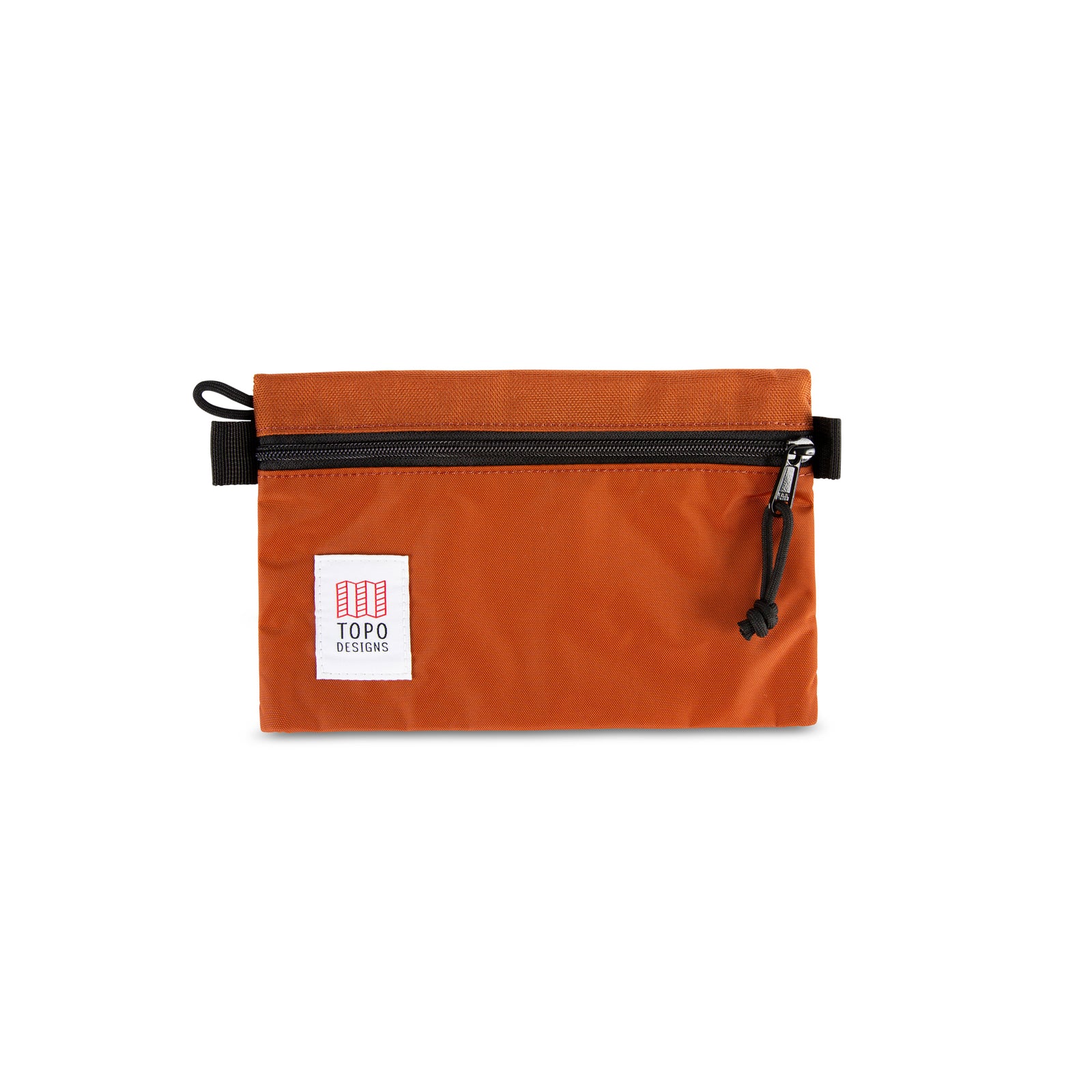 Topo Designs Accessory Bags in "Small" "Clay - Recycled" orange.