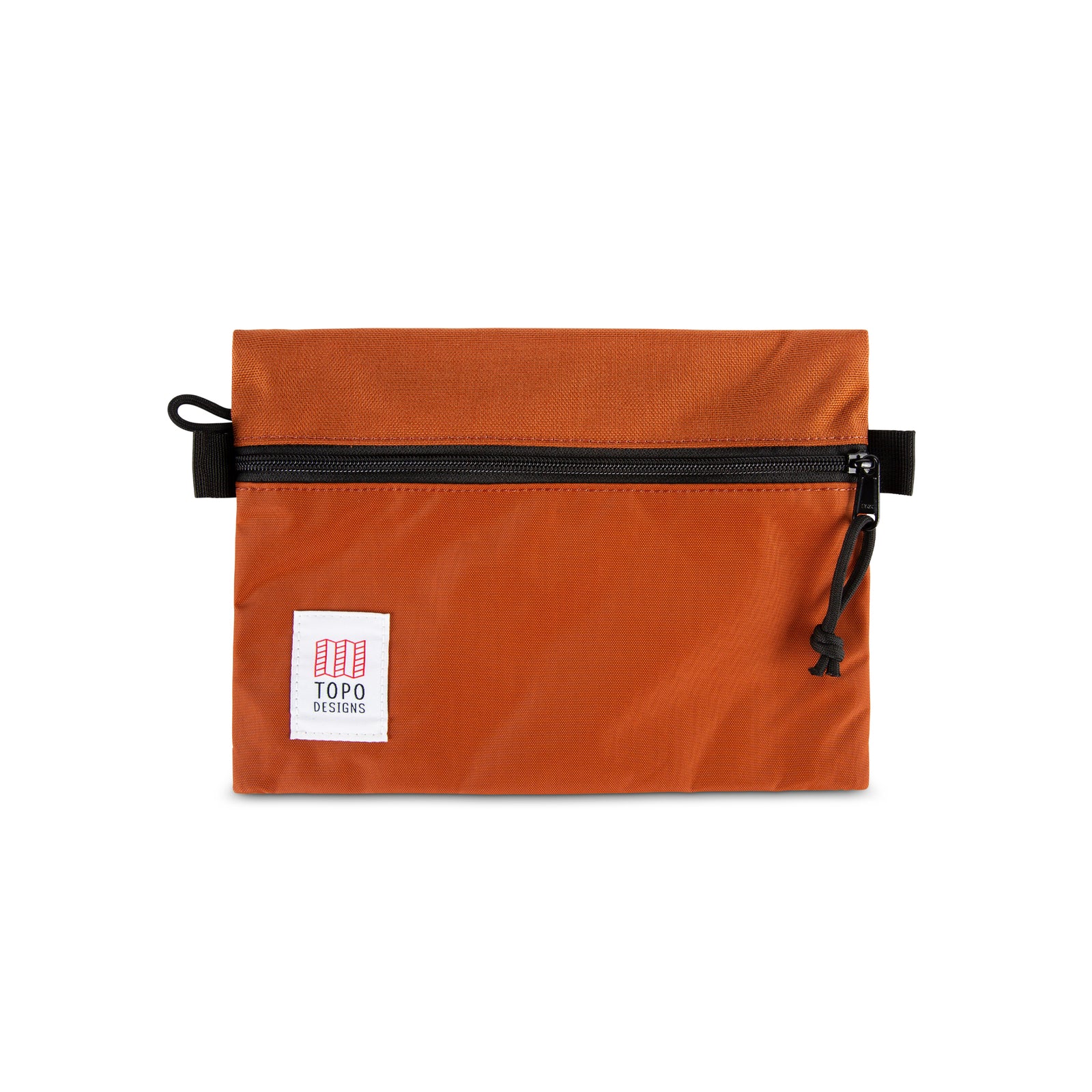 Topo Designs Accessory Bags in "Medium" "Clay - Recycled" orange.